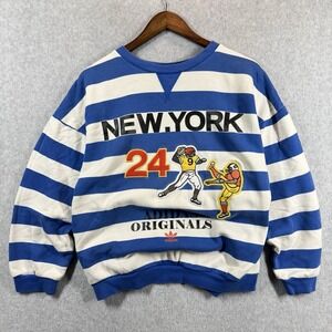 Adidas Orginals Archive Sweatshirt Womens Medium Blue Striped New York Football